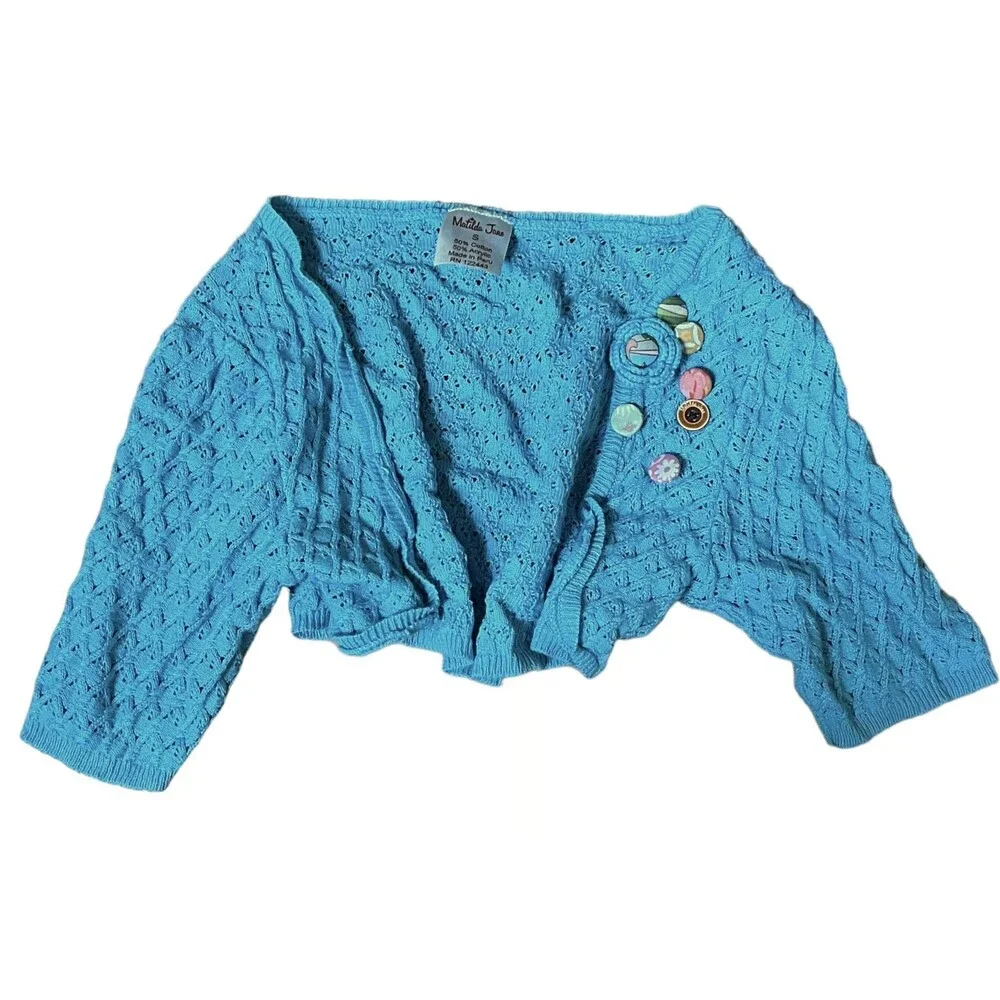 Matilda Jane Sz 10 Blue Bird Hotline Dress & Shirley Blue Cardigan Shrug Sweater
